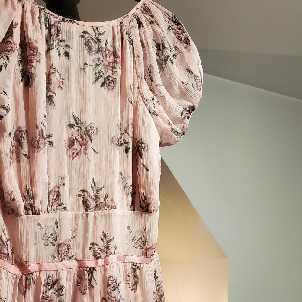 LoveShackFancy Audra Silk Midi Dress in Pink Canopy - Picture 8 of 14